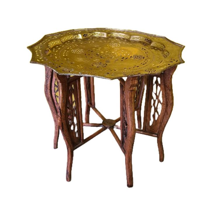Vietnamese opklapbare bijzettafel, jaren 50, Huis en Inrichting, Tafels | Sidetables, Gebruikt, 25 tot 50 cm, 50 tot 100 cm, Rechthoekig