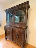 Antieke brocante eiken legkast met retro houtsnijwerk, Antiek en Kunst, Ophalen