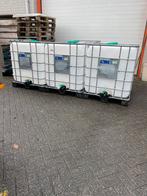 6 Schone gebruikte IBC 1000 ltr kunststof pallet uit voeding, Ophalen, Kunststof, Met kraantje, 150 liter of meer