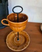 Retro etagere serveer schaal vintage servies okergeel, Ophalen of Verzenden, Zo goed als nieuw