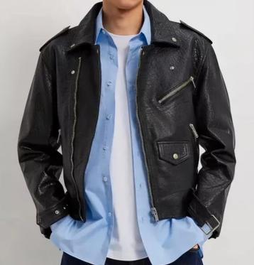 Zara black leather biker jacket L beschikbaar voor biedingen