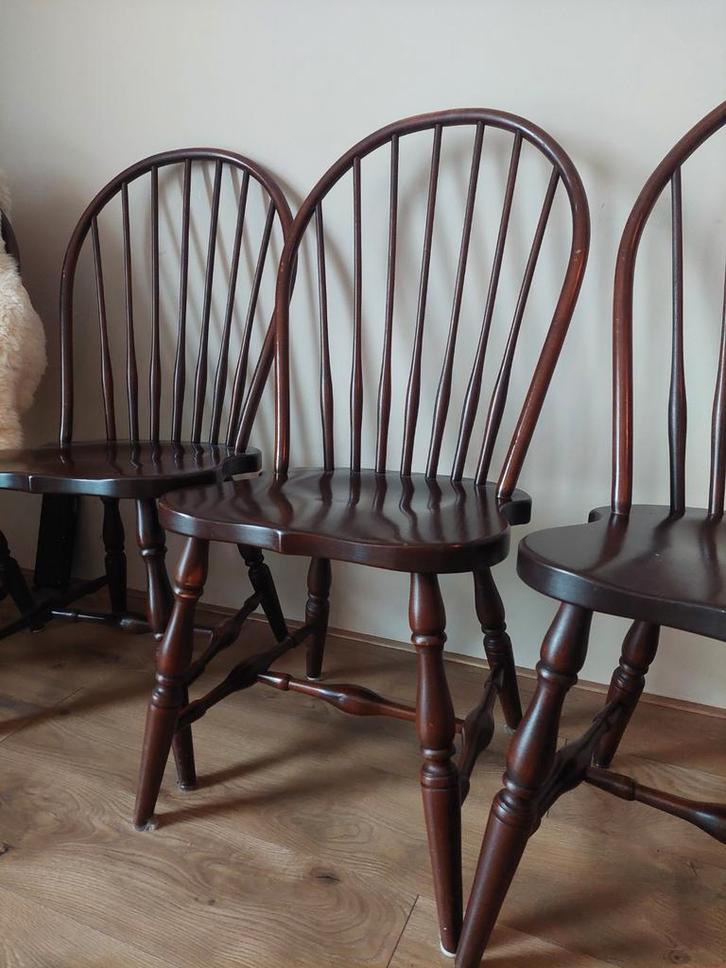 Vintage Tom Seely eetkamerstoelen (set van 4), Huis en Inrichting, Stoelen, Gebruikt, Vier, Hout, Bruin, Ophalen