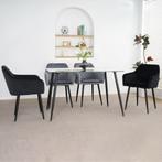 Lina® Noble - Velvet Eetkamerstoel - Zwart, Metaal, Mevsim Store, Zwart, Nieuw
