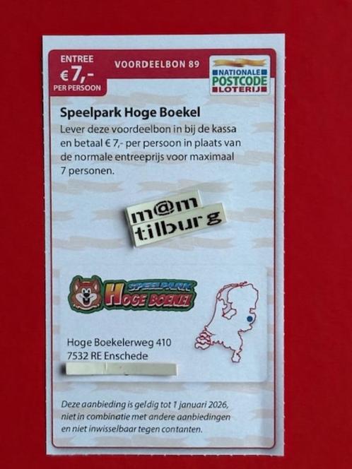 Voordeelbon 89 Speelpark Hoge Boekel entree €7,00 p.p., Tickets en Kaartjes, Kortingen en Cadeaubonnen, Drie personen of meer