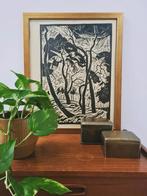 Houtsnede bosgezicht Renkum van Herman Bieling, Antiek en Kunst, Kunst | Schilderijen | Klassiek, Ophalen of Verzenden