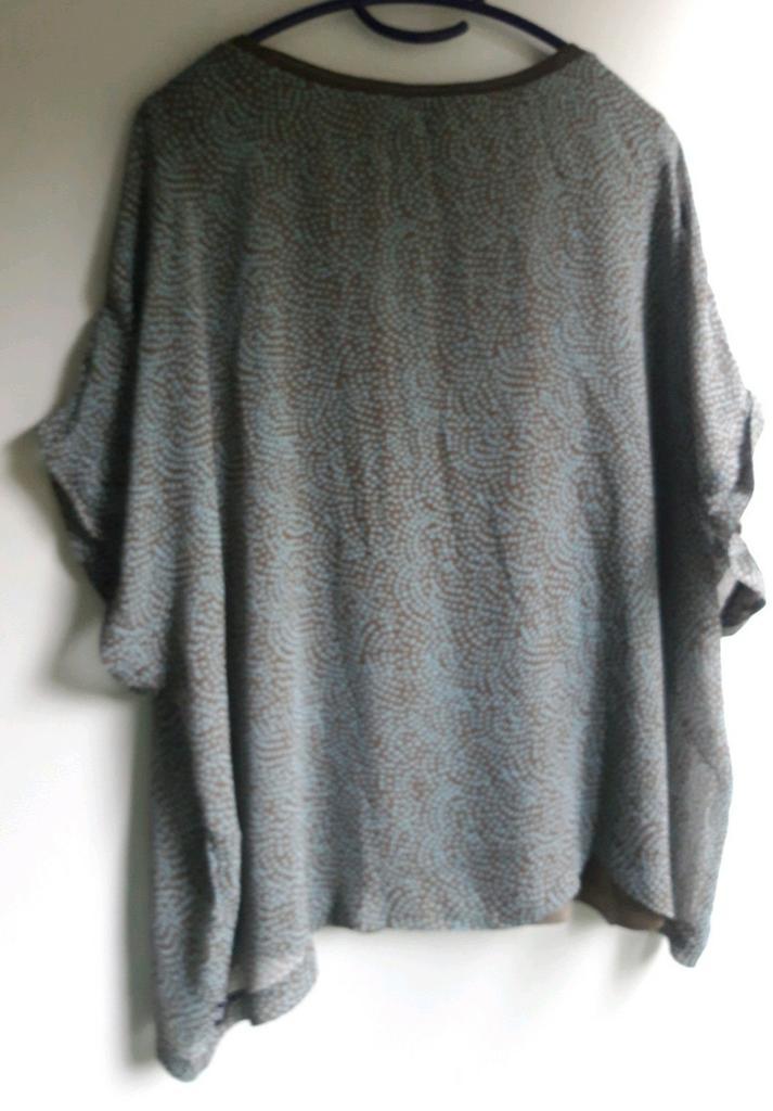 HelloGoodbye Zgan Didi shirt/blouse turkoois/kaki stip mt42, Kleding | Dames, Blouses en Tunieken, Zo goed als nieuw, Maat 42/44 (L)