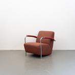 2x Leolux Scylla Fauteuil Laag Rood Stof - Gemêleerd, Niet ingevuld, Metaal, Niet ingevuld, 75 tot 100 cm