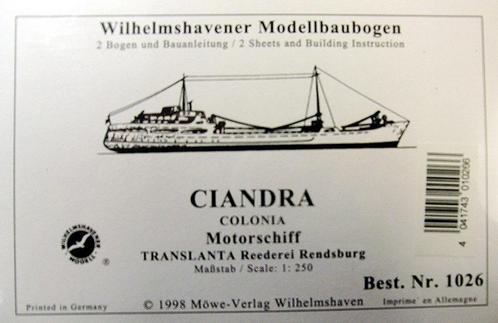(77) Bouwplaat coaster Ciandra 1/250, Hobby en Vrije tijd, Modelbouw | Boten en Schepen, Zo goed als nieuw, 1:200 of kleiner, Overige merken