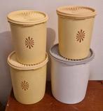 4x Vintage trommel Tupperware bussen met deksel trommels set, Ophalen of Verzenden, Zo goed als nieuw, Geel, Bus of Trommel