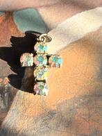 Vintage Kruis Hanger met Strass, Overige materialen, Gebruikt, Verzenden, Zilver