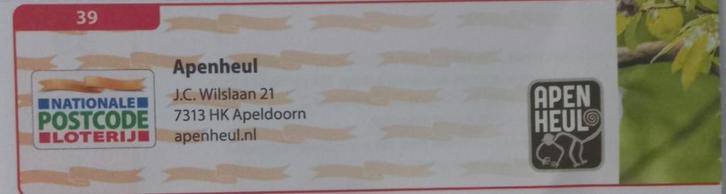 Postcodeloterij bon 39 Apenheul, Tickets en Kaartjes, Kortingen en Cadeaubonnen, Drie personen of meer, Overige typen, Kortingsbon