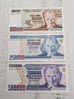 Turkse Lira Biljetten - Set van 3 Top Kwaliteit, Ophalen of Verzenden, Setje