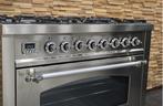 Luxe Fornuis Boretti 90cm rvs + rvs 6 pits 1 oven, 60 cm of meer, Ophalen of Verzenden, Zo goed als nieuw, Energieklasse A of zuiniger
