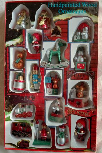 Vintage handgemaakte kerst versiering Noel houten figuurtjes beschikbaar voor biedingen