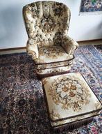 Vintage fauteuil poef franjes retro barok als nieuw, Huis en Inrichting, Fauteuils, Ophalen, Zo goed als nieuw, 75 tot 100 cm