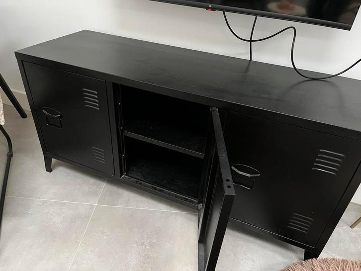 Lage Zwarte Dossierkast - 3 Deuren, Huis en Inrichting, Kasten | Televisiemeubels, Gebruikt, Minder dan 100 cm, 100 tot 150 cm