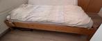 Houten Bed 90x220 + elekt. verstelbare lattenbodem + matras, 90 cm, Gebruikt, Eenpersoons, 220 cm
