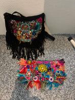 Iniza style tas met franjes en kralen met make up tasje, Zwart, Ophalen of Verzenden, Zo goed als nieuw, .