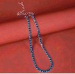 Nieuwe ketting met blauwe strass 30+15 cm., Overige materialen, Blauw, Nieuw, Verstelbaar