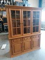 Buffetkast 2-delig met verlichting & glazen platen, Huis en Inrichting, Kasten | Buffetkasten, Ophalen, Gebruikt, Glas, Klassiek