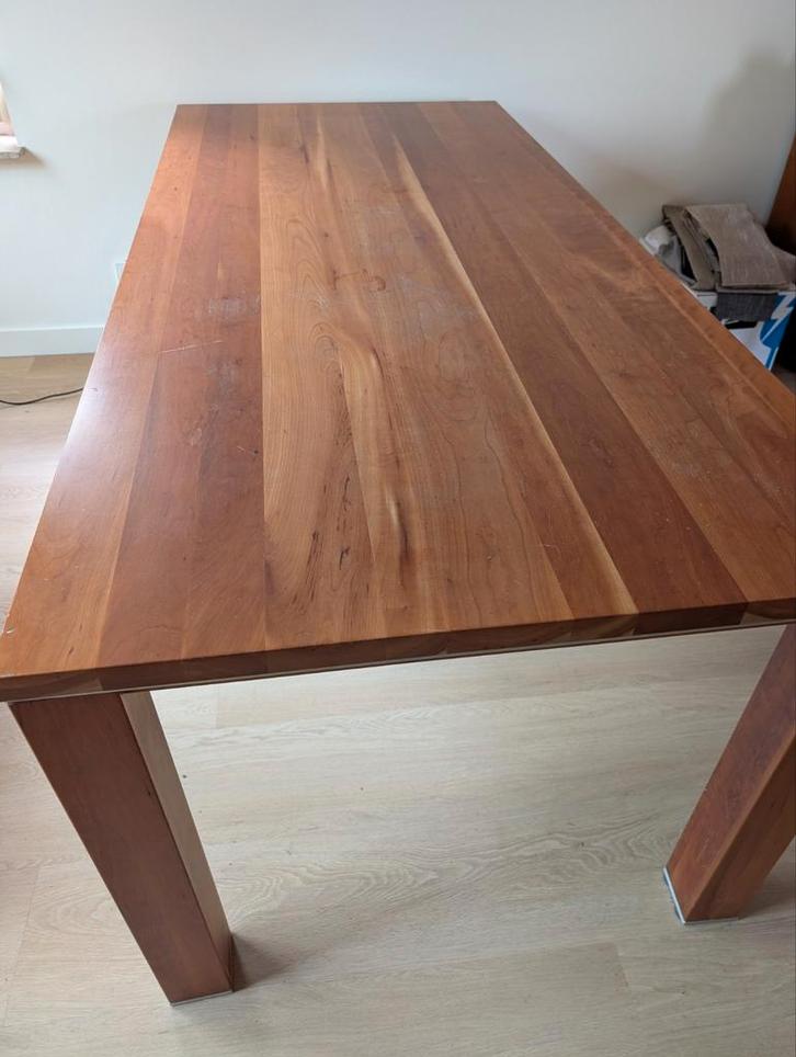 Gebruikte Kersenhouten Eettafel  en salontafel, Huis en Inrichting, Tafels | Eettafels, Gebruikt, 50 tot 100 cm, 200 cm of meer