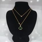 Goudkleurige Ketting | Groen Kroontje | Favilla | NIEUW, Ophalen of Verzenden, Nieuw, Groen, Verstelbaar
