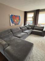 Grijze Velours U-Bank met Wasbare Hoezen, Ophalen, 100 tot 125 cm, Hoekbank, 300 cm of meer