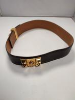 Hermes Hermès Medor Bruin riem ceintuur 70 cm gouden buckle, Bruin, Minder dan 80 cm, Echt leder, Tailleriem