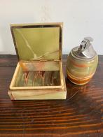 Vintage marmeren sigarettendoos met bijbehorende aansteker, Antiek en Kunst, Ophalen of Verzenden