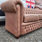 Chesterfield bank xl cognac bruin zacht leer, Ophalen, 250 tot 300 cm, Gebruikt, Chesterfield