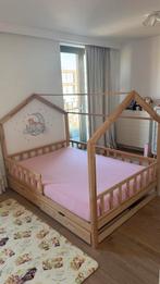Huisbed, wooden hausbed for kids with drawers 140x200cm, Ophalen of Verzenden, Lattenbodem, 180 cm of meer, 100 cm of meer