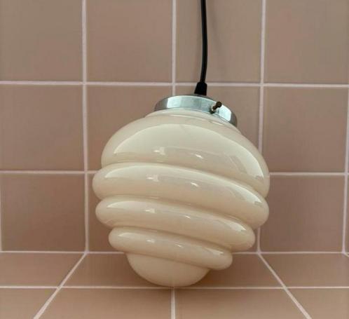 Art deco roze hanglamp, hallamp, vintage, retro lamp, Antiek en Kunst, Antiek | Lampen, Ophalen of Verzenden