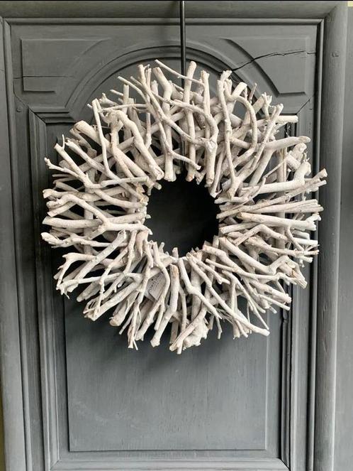 Landelijk Houten Krans 50cm 8cm Vergrijs Deurkrans Nature, Huis en Inrichting, Woonaccessoires | Kransen, Nieuw, Ophalen of Verzenden
