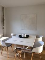 Scandinavische witte tafel inklapbaar, Ophalen, 100 tot 150 cm, Scandinavisch, Vijf personen of meer