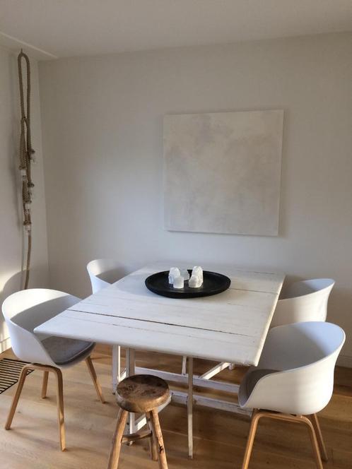 Scandinavische witte tafel inklapbaar, Huis en Inrichting, Tafels | Eettafels, 100 tot 150 cm, 150 tot 200 cm, Vijf personen of meer