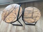 Marmeren tafels, Huis en Inrichting, Tafels | Bijzettafels, Overige materialen, Minder dan 55 cm, Rond, Zo goed als nieuw