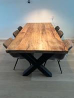 Boomstamtafel 200x100cm met Stalen X-Poot, Huis en Inrichting, Tafels | Eettafels, Ophalen, 100 tot 150 cm, Eikenhout, 200 cm of meer