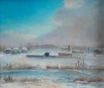 Schilderij Boerderij in de winter, omgeving van de IJssel, Antiek en Kunst, Kunst | Schilderijen | Klassiek, Ophalen