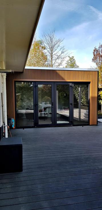 op voorraad! Terrasdeuren met zijlichten zwart | kunststof | beschikbaar voor biedingen