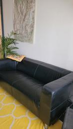 Zwart leren Ikea  klippan bank, Gebruikt, 150 tot 200 cm, Tweepersoons, 75 tot 100 cm