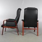 Hjord Knudsen vintage leren stoelen Deens design fauteuils, Huis en Inrichting, Fauteuils, Ophalen, Minder dan 75 cm, Leer, Zo goed als nieuw