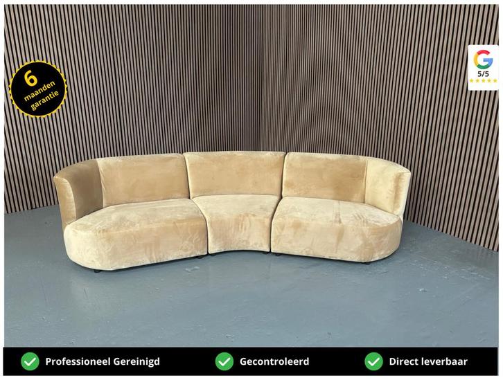 GRATIS LEVERING Organische Velvet Bank 290x80 SHOWROOMMODEL, Huis en Inrichting, Banken | Bankstellen, Nieuw, Rechte bank, Vierpersoons of meer