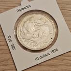 Zilveren 10 dollar barbados, Ophalen of Verzenden, Midden-Amerika, Zilver