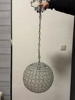Zilveren hanglamp boven eettafel - glas, Ophalen of Verzenden, Zo goed als nieuw, Glas, Minder dan 50 cm