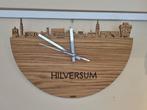 Klok hout hilversum skyline, Ophalen of Verzenden, Nieuw, Analoog, Wandklok