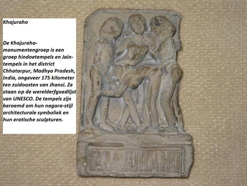 Plaquette van Khajuraho tempel India, Antiek en Kunst, Kunst | Beelden en Houtsnijwerken, Ophalen of Verzenden