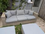 3 zits rotan tuinbank met voetenbankjes., Tuin en Terras, Ophalen, Gebruikt, Bank