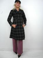 *Abfab Vintage Wollen Geruite 70's Mantel 36*, Ophalen of Verzenden, Zo goed als nieuw, Maat 36 (S), Zwart