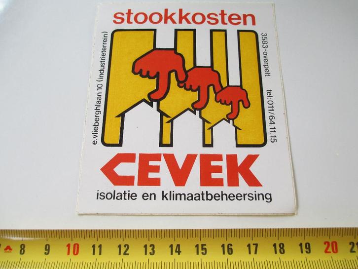 sticker België Overpelt Stookkosten CEVEK isolatie en klimaa, Verzamelen, Stickers, Zo goed als nieuw, Ophalen
