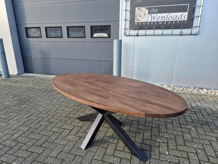 ovale eettafel - massief eiken 200x100 - chocolate, Huis en Inrichting, Tafels | Eettafels, Nieuw, 50 tot 100 cm, 200 cm of meer